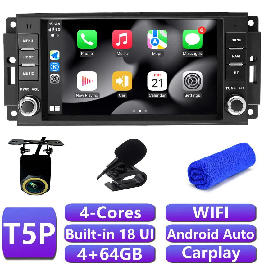 DSP Carplay For Jeep Wrangler 3 JK Android Head Unit Screen 2 Din Autoradio BT GPS Navigation Multimedia Player Car Radio Stereo