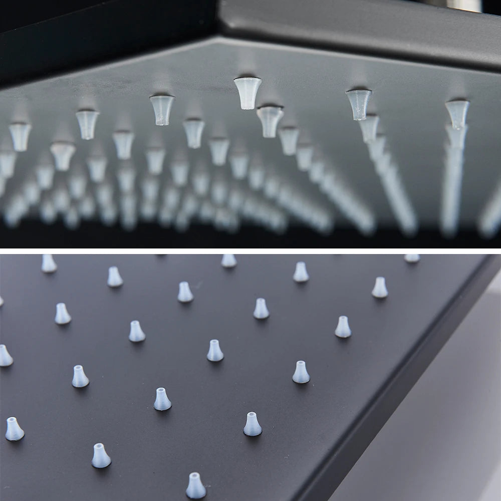 Rozin LED Matte Black Shower Head 40*80cm Large Size Rainfall Shower Heads  Ceiling Mounted with Installation Arm for Bathroom