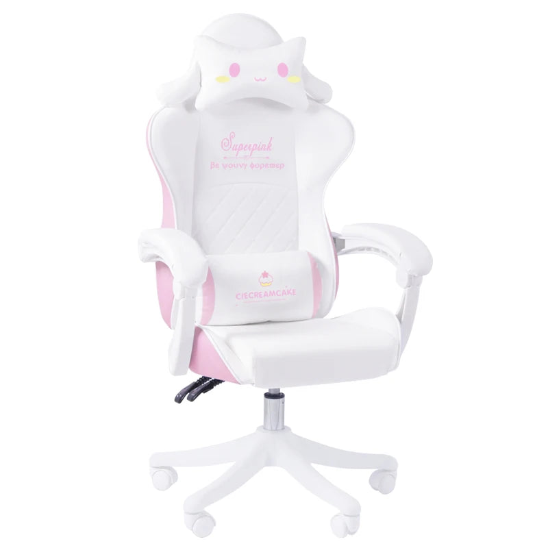 2025 Pink & White Letter Computer Chair Girls living room Study Chair Liftable Rotating Gaming Chair Promotion silla gamer
