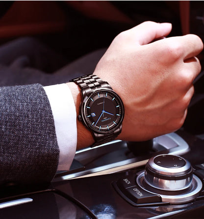 Japan MIYOTA 8215 Watch CARNIVAL Mens Watches Automatic Mechanical Waterproof Sapphire Calendar Full Steel Business Montre homme