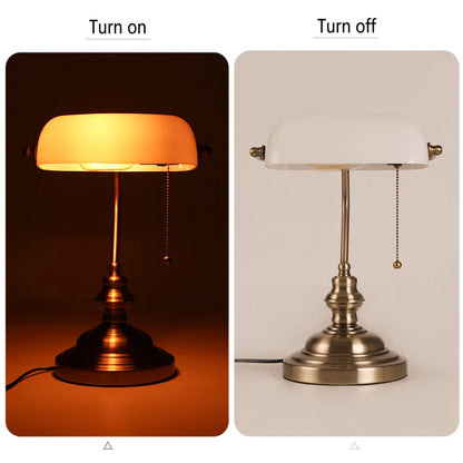 Desk lamp Table Light glass banker‘s lamp zipper switch for bedroom home stuy restaurant library office light night lamp