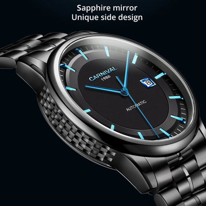 Japan MIYOTA 8215 Watch CARNIVAL Mens Watches Automatic Mechanical Waterproof Sapphire Calendar Full Steel Business Montre homme