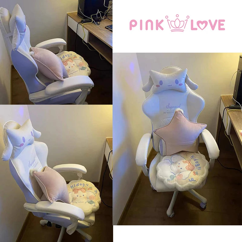 2025 Pink & White Letter Computer Chair Girls living room Study Chair Liftable Rotating Gaming Chair Promotion silla gamer
