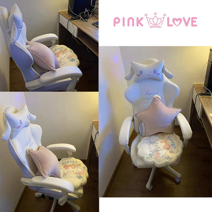 2025 Pink & White Letter Computer Chair Girls living room Study Chair Liftable Rotating Gaming Chair Promotion silla gamer