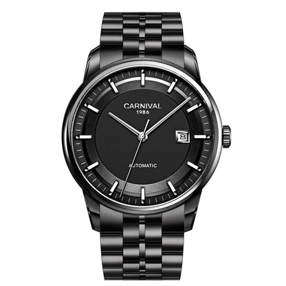 Japan MIYOTA 8215 Watch CARNIVAL Mens Watches Automatic Mechanical Waterproof Sapphire Calendar Full Steel Business Montre homme