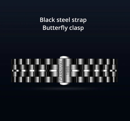 Japan MIYOTA 8215 Watch CARNIVAL Mens Watches Automatic Mechanical Waterproof Sapphire Calendar Full Steel Business Montre homme