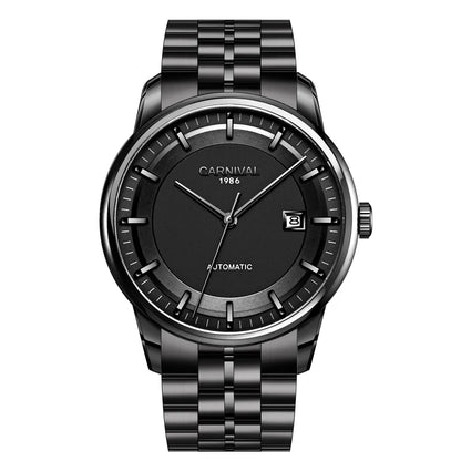 Japan MIYOTA 8215 Watch CARNIVAL Mens Watches Automatic Mechanical Waterproof Sapphire Calendar Full Steel Business Montre homme