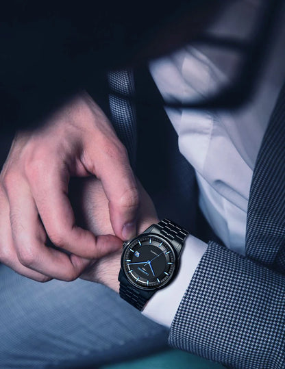 Japan MIYOTA 8215 Watch CARNIVAL Mens Watches Automatic Mechanical Waterproof Sapphire Calendar Full Steel Business Montre homme