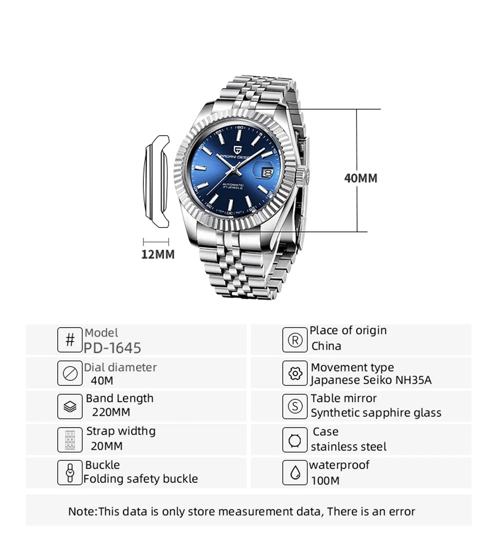 2025 New PAGANI DESIGN Date Men's Mechanical Watches Top Brand Luxury Automatic Wrist Watch Men NH35A Movement 100M Waterproof