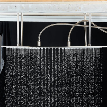 Rozin LED Matte Black Shower Head 40*80cm Large Size Rainfall Shower Heads  Ceiling Mounted with Installation Arm for Bathroom