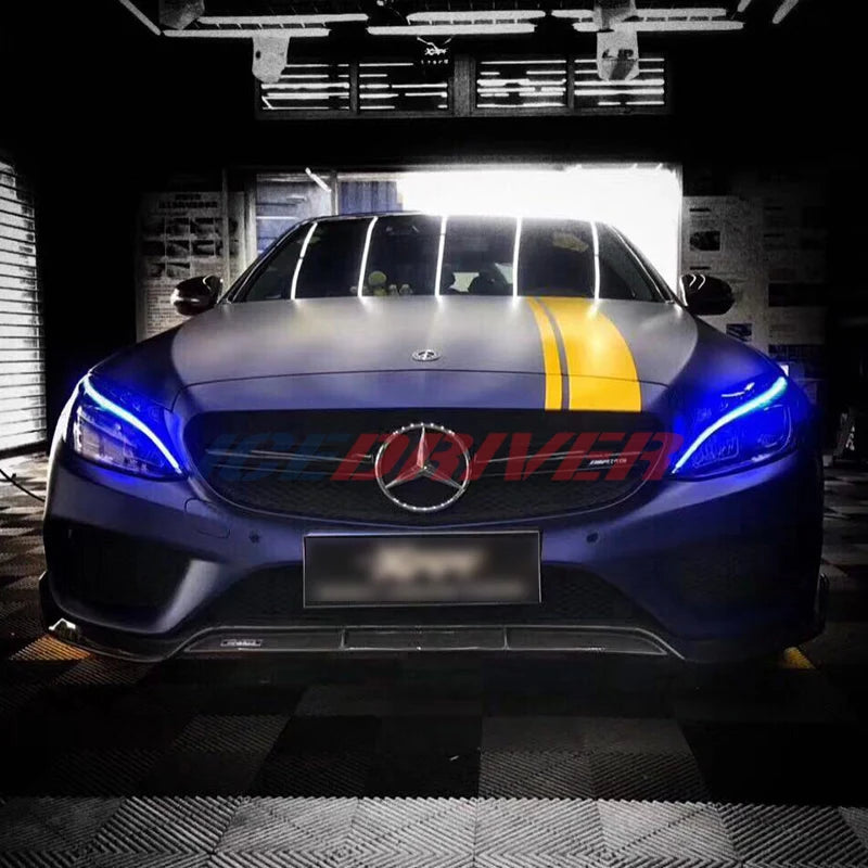Icedriver for Mercedes Benz C class DRL RGB multicolor LED boards w205 s205 a205 AMG c63 2014-2019 RGBW daytime running lights