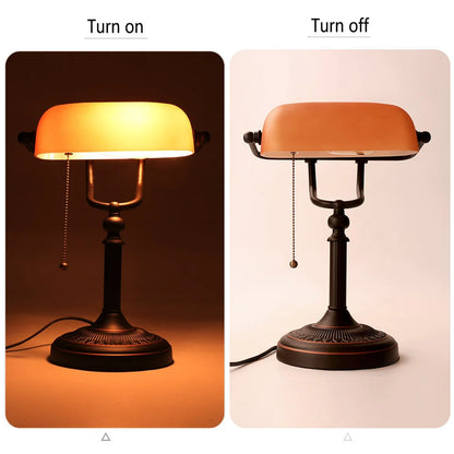 Desk lamp Table Light glass banker‘s lamp zipper switch for bedroom home stuy restaurant library office light night lamp