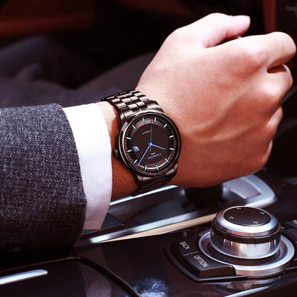 Japan MIYOTA 8215 Watch CARNIVAL Mens Watches Automatic Mechanical Waterproof Sapphire Calendar Full Steel Business Montre homme