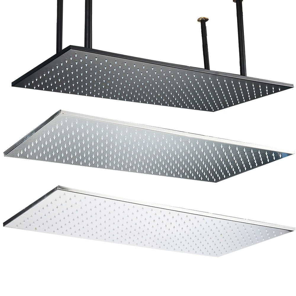 Rozin LED Matte Black Shower Head 40*80cm Large Size Rainfall Shower Heads  Ceiling Mounted with Installation Arm for Bathroom