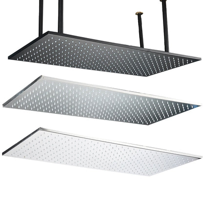 Rozin LED Matte Black Shower Head 40*80cm Large Size Rainfall Shower Heads  Ceiling Mounted with Installation Arm for Bathroom