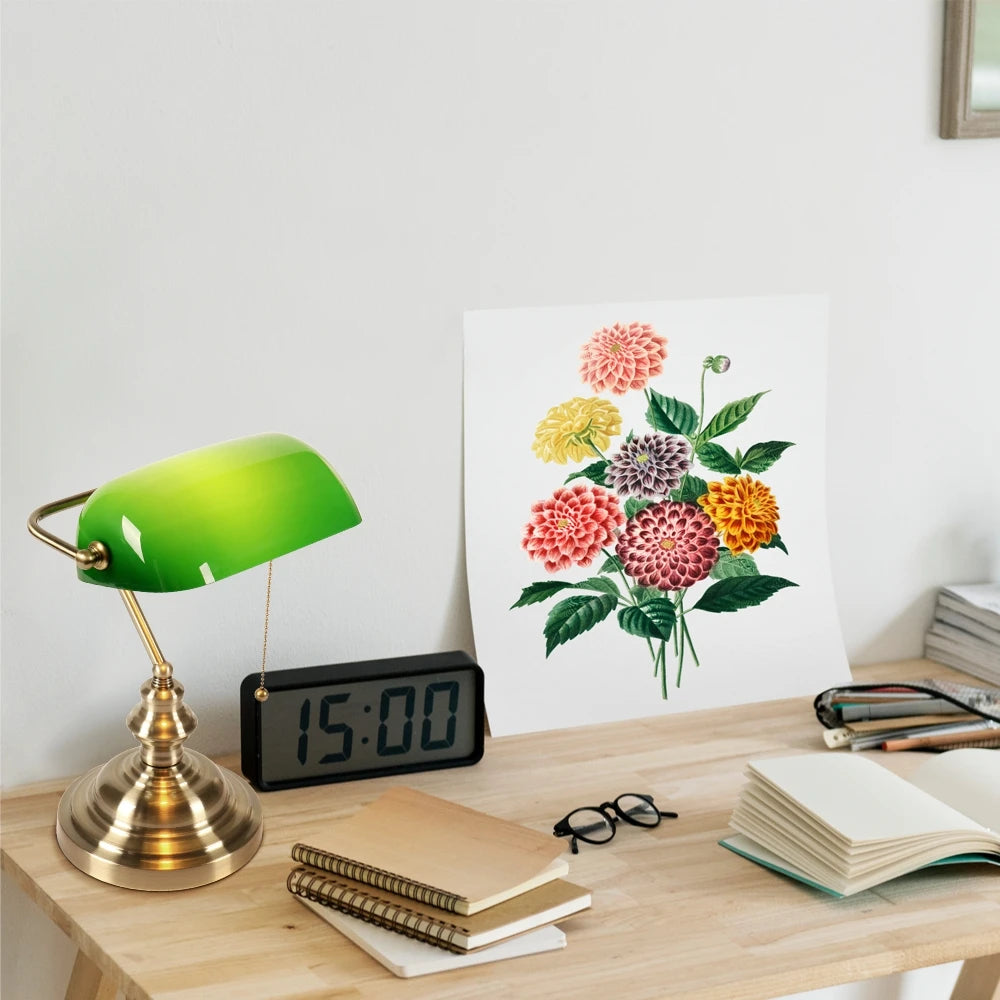 Desk lamp Table Light glass banker‘s lamp zipper switch for bedroom home stuy restaurant library office light night lamp