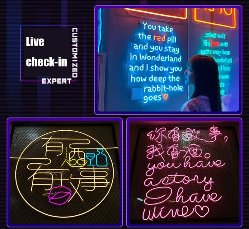 Custom Neon Sign Light DIY Private LED Night Lamp Bulbs Shop Logo Pub Store Club Game Room Wall Decor Billboard Advertisement