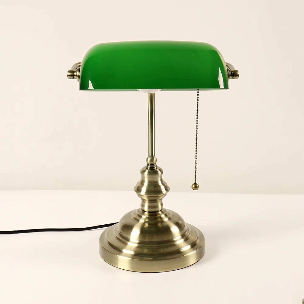 Desk lamp Table Light glass banker‘s lamp zipper switch for bedroom home stuy restaurant library office light night lamp