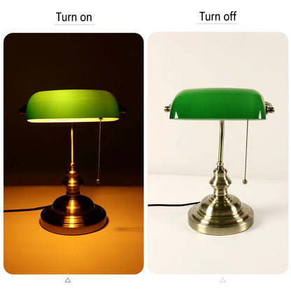 Desk lamp Table Light glass banker‘s lamp zipper switch for bedroom home stuy restaurant library office light night lamp