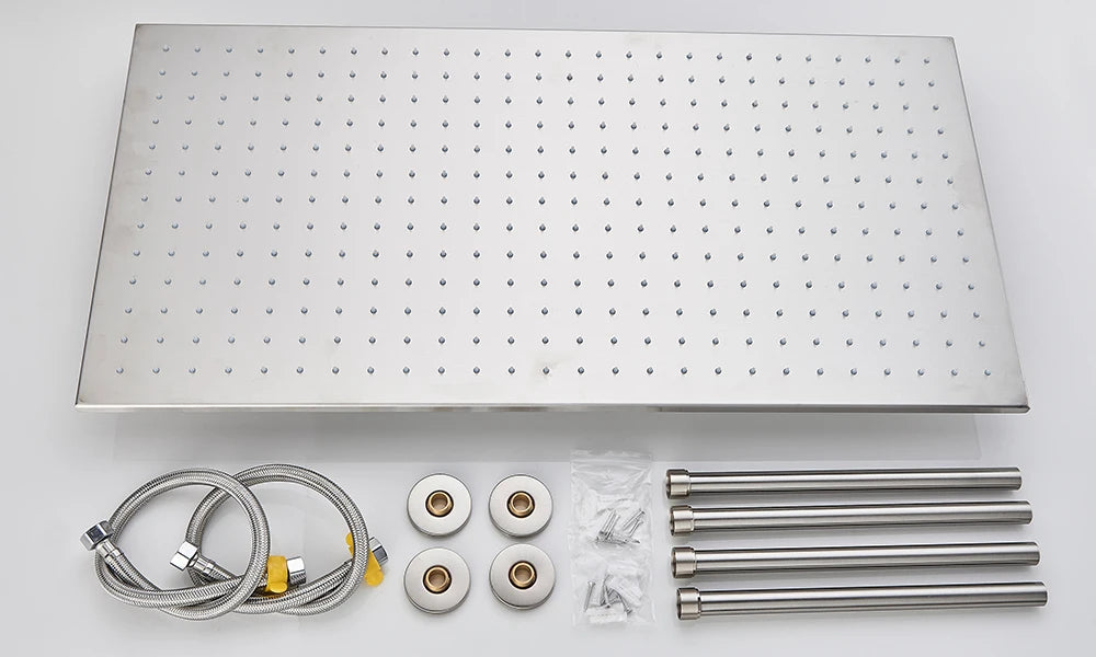 Rozin LED Matte Black Shower Head 40*80cm Large Size Rainfall Shower Heads  Ceiling Mounted with Installation Arm for Bathroom