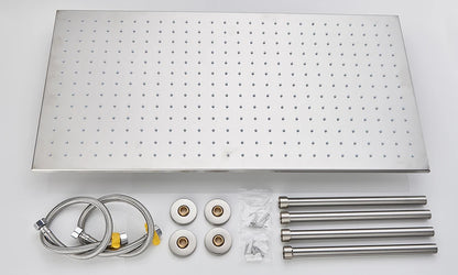 Rozin LED Matte Black Shower Head 40*80cm Large Size Rainfall Shower Heads  Ceiling Mounted with Installation Arm for Bathroom