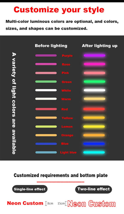 Custom Neon Sign Light DIY Private LED Night Lamp Bulbs Shop Logo Pub Store Club Game Room Wall Decor Billboard Advertisement