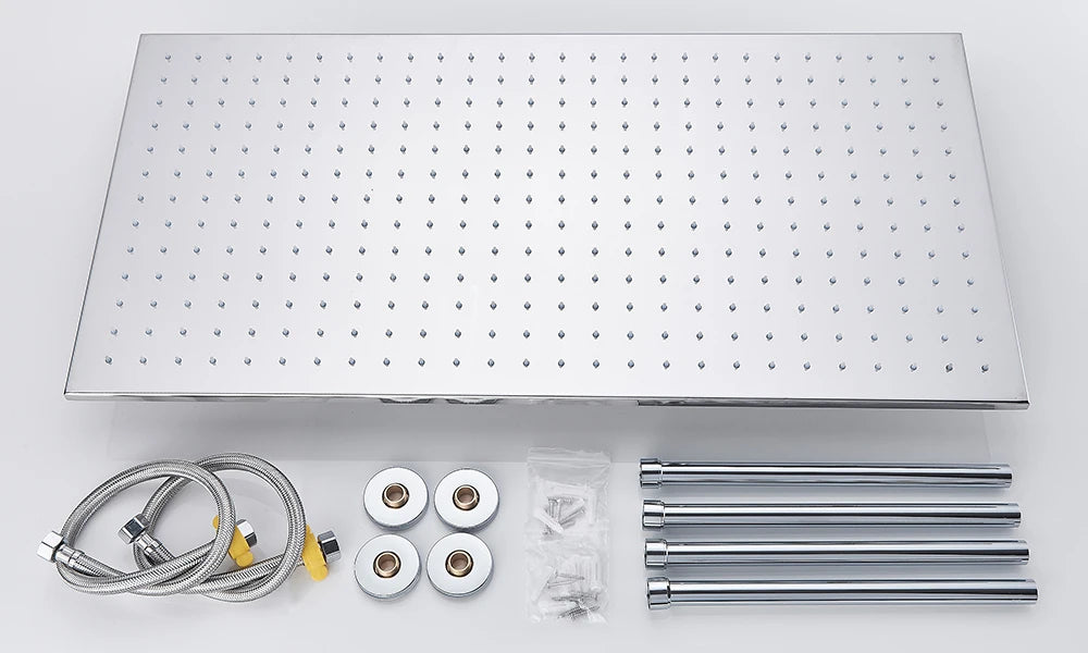 Rozin LED Matte Black Shower Head 40*80cm Large Size Rainfall Shower Heads  Ceiling Mounted with Installation Arm for Bathroom