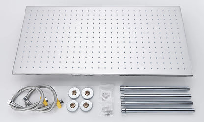 Rozin LED Matte Black Shower Head 40*80cm Large Size Rainfall Shower Heads  Ceiling Mounted with Installation Arm for Bathroom