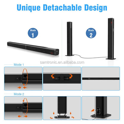 Samtronic 2 In 1 Separable Soundbar For TV Sound Bar, 50W Wired & Wireless Soundbar, ARC/Optical/AUX Connection