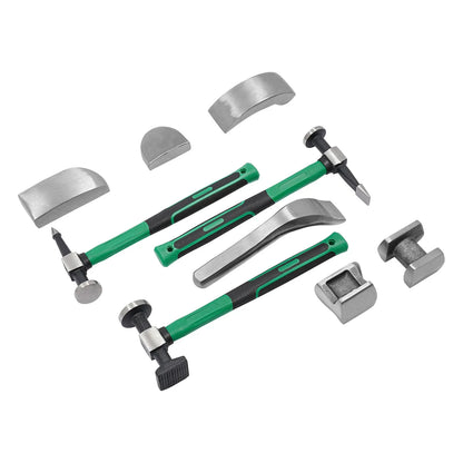 9 Pcs Auto Body Panel Fender Hammer Dolly Set Dent Repair Tools Car Sheet Metal Shaping Movable Car Body Corrector Kit