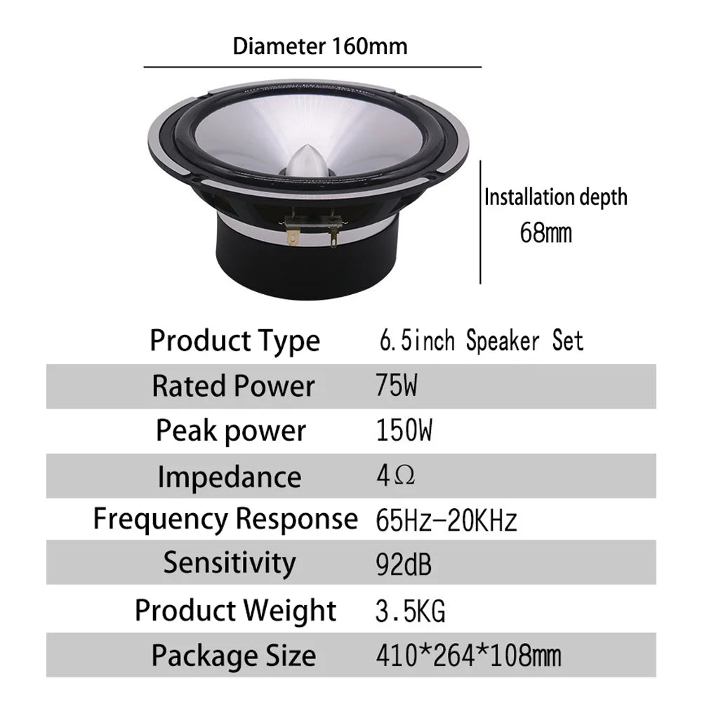 Car Speaker Set High Quality Car Audio Two-Way Speaker Full Range Speaker Car Front Door Speaker Modification Bass Speaker Kit