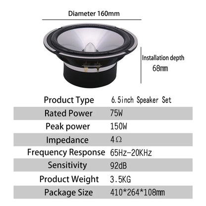 Car Speaker Set High Quality Car Audio Two-Way Speaker Full Range Speaker Car Front Door Speaker Modification Bass Speaker Kit