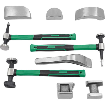 9 Pcs Auto Body Panel Fender Hammer Dolly Set Dent Repair Tools Car Sheet Metal Shaping Movable Car Body Corrector Kit