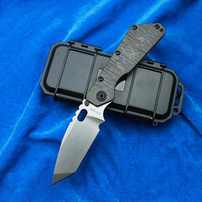 LEMIFSHE AUS10 Blade SMF Carve Strider Logo TC4 Titanium Handle Copper Washer Folding Knife Camping Hunting Outdoor EDC Tool