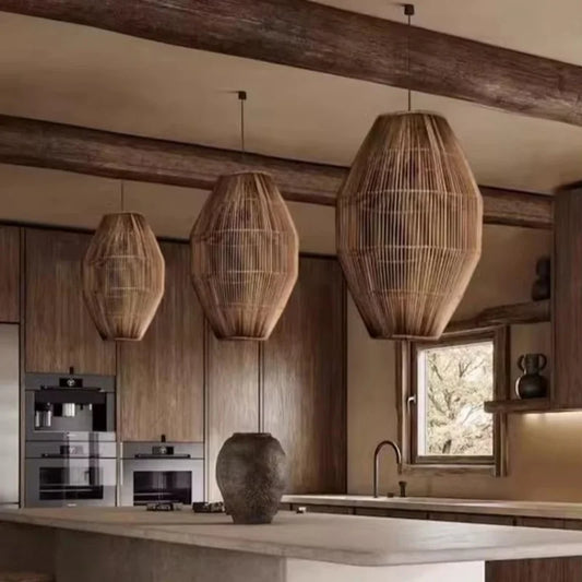 Vintage Wabi Sabi Vine Art Decoration Vine Weaving Chandelier Fixtures Living Room Study Japanese Homestay Vine Art Chandelier