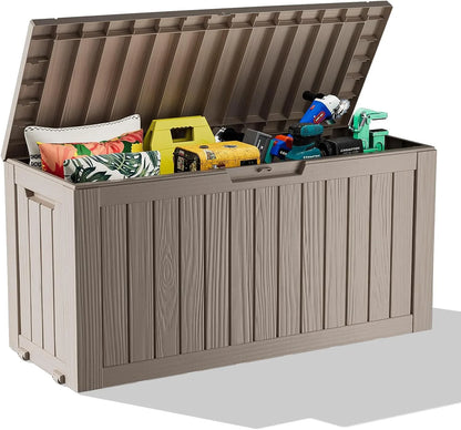 75Gal Waterproof Deck Box - Lockable Outdoor Storage for Patio Furniture, Garden Tools & Pool Accessories w/Side Handles