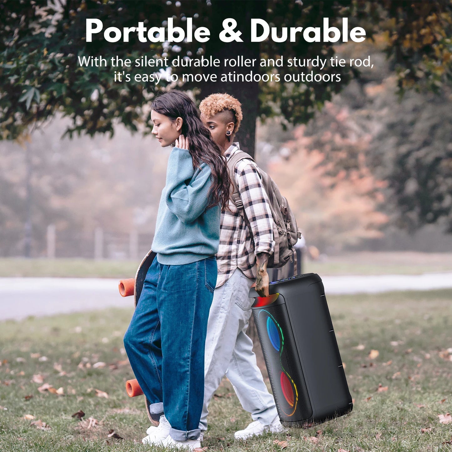 Large Party Speaker, Wireless Bluetooth Speaker with Microphone, Led Party Light, Karaoke Machine, 8inch Large Bluetooth Party