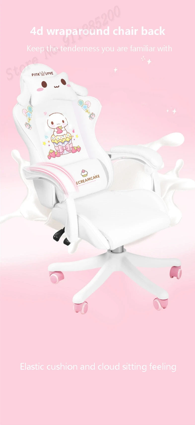 2025 Pink & White Letter Computer Chair Girls living room Study Chair Liftable Rotating Gaming Chair Promotion silla gamer