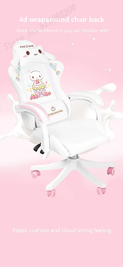 2025 Pink & White Letter Computer Chair Girls living room Study Chair Liftable Rotating Gaming Chair Promotion silla gamer