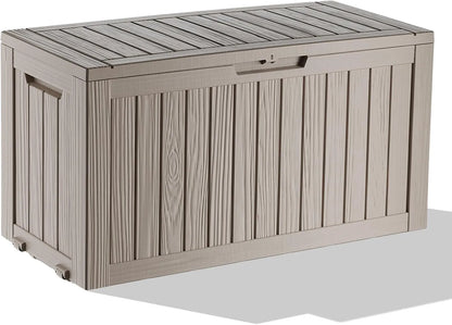 75Gal Waterproof Deck Box - Lockable Outdoor Storage for Patio Furniture, Garden Tools & Pool Accessories w/Side Handles