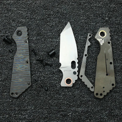 LEMIFSHE AUS10 Blade SMF Carve Strider Logo TC4 Titanium Handle Copper Washer Folding Knife Camping Hunting Outdoor EDC Tool