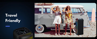 Large Party Speaker, Wireless Bluetooth Speaker with Microphone, Led Party Light, Karaoke Machine, 8inch Large Bluetooth Party