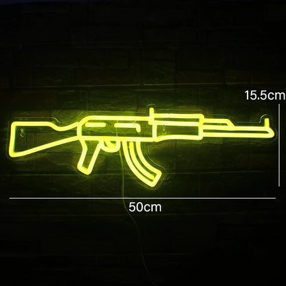 AK 47 Neon Sign Light Gun Led Light Up Sign Playground Club Cool Hanging Night Lamp Game Room Shop Man Cave Wall Art Decor
