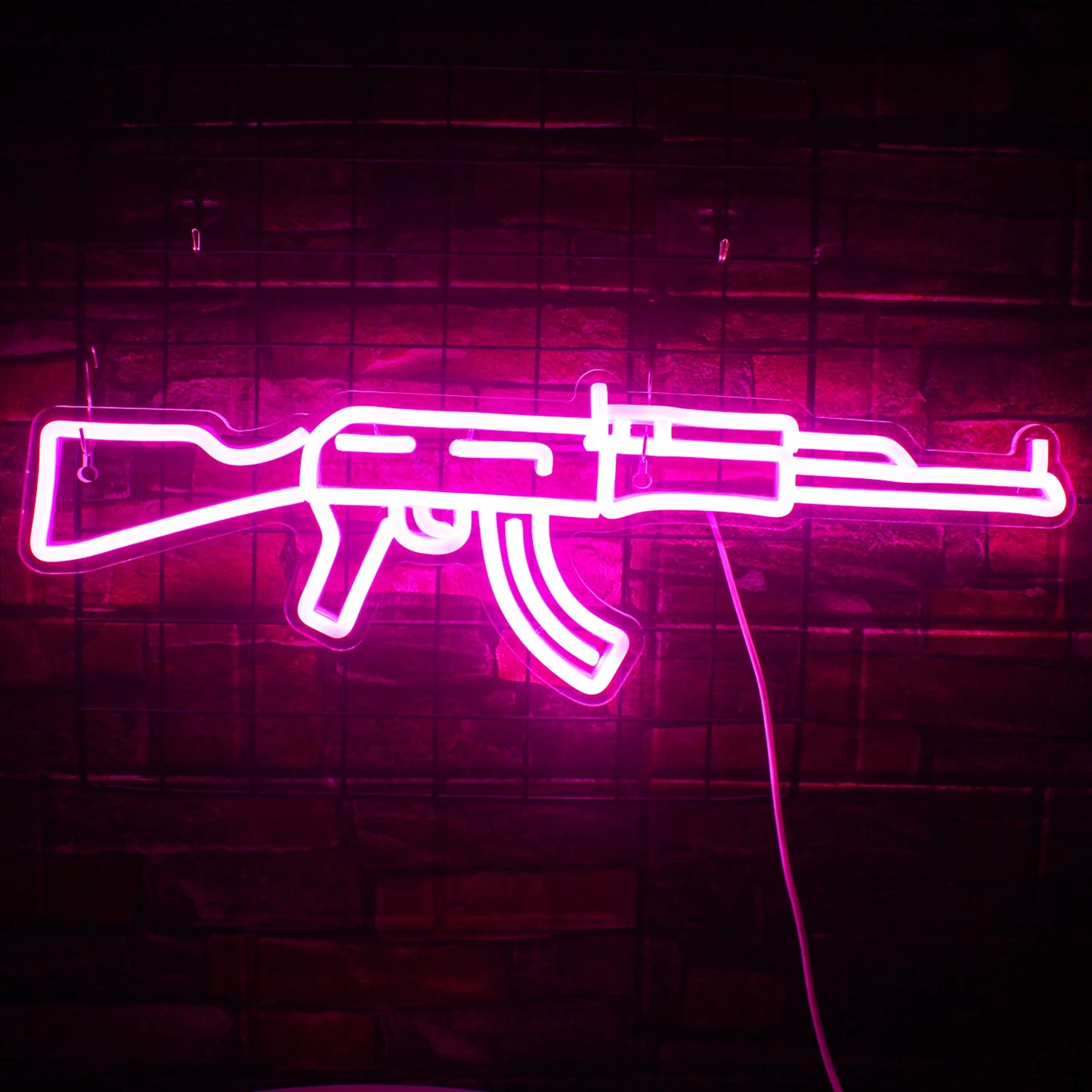 AK 47 Neon Sign Light Gun Led Light Up Sign Playground Club Cool Hanging Night Lamp Game Room Shop Man Cave Wall Art Decor