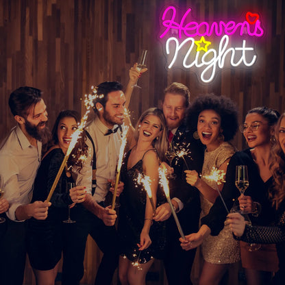 Heavens Night Neon Sign for Wall Decor USB Powered Bright Wall Decor Heavens Night Lamp for Party Home Bar Pub Game Room Neon