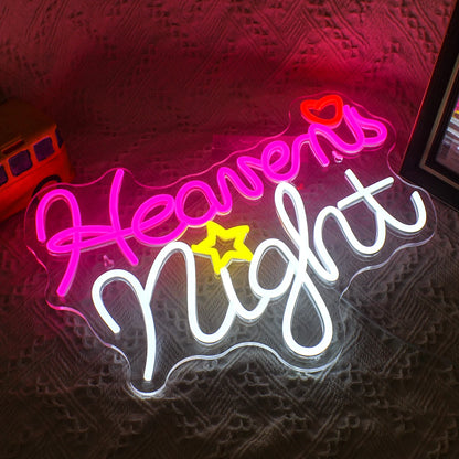 Heavens Night Neon Sign for Wall Decor USB Powered Bright Wall Decor Heavens Night Lamp for Party Home Bar Pub Game Room Neon