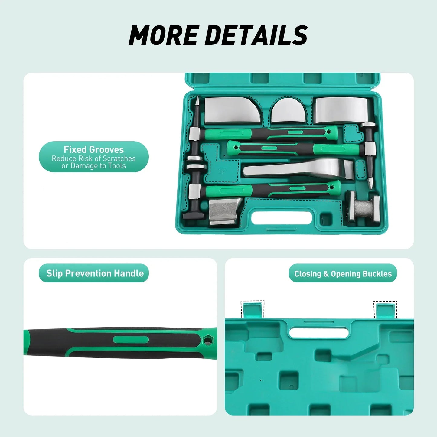 9 Pcs Auto Body Panel Fender Hammer Dolly Set Dent Repair Tools Car Sheet Metal Shaping Movable Car Body Corrector Kit