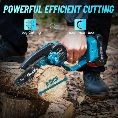 Seesii 6'' Brushless Electric Chainsaw 2 IN 1 Tree Trimming Branch Pruner Cutting Power Tools