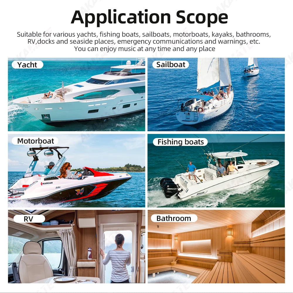 6.5 Inch Marine Speaker 12V 150W Output with Colorful RGB light Waterproof IPX67 White  Loudspeaker for RV Yacht Fishing Boat