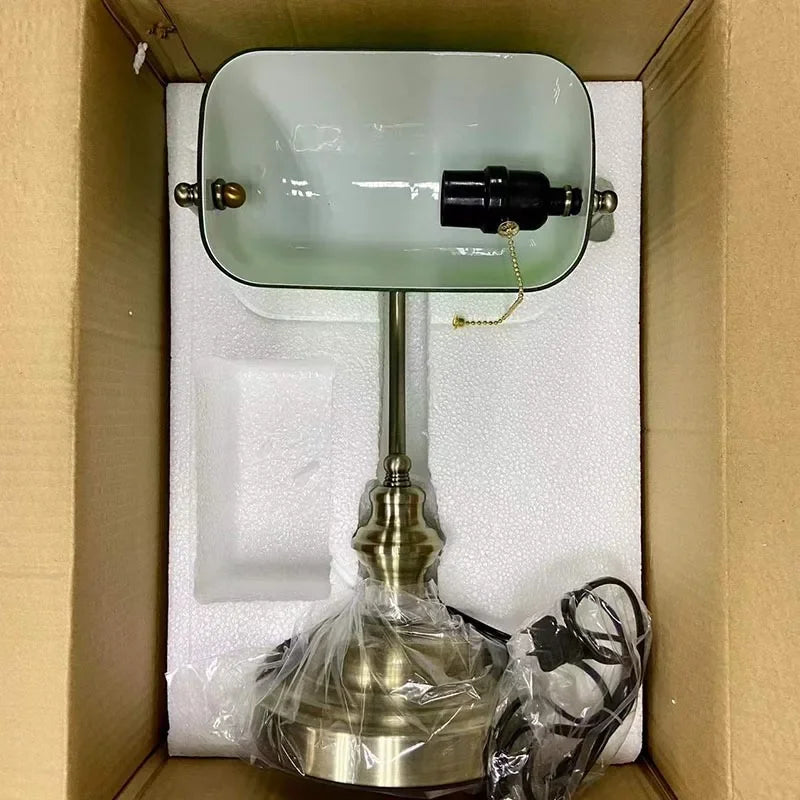 Desk lamp Table Light glass banker‘s lamp zipper switch for bedroom home stuy restaurant library office light night lamp
